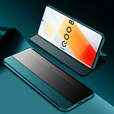 Vivo iQOO 8 5G用手帳型 レザーケース スタンド カバー Vivo グリーン