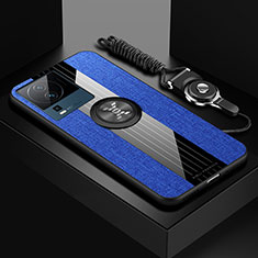 Vivo iQOO Neo7 5G用極薄ソフトケース シリコンケース 耐衝撃 全面保護 アンド指輪 マグネット式 バンパー X03L Vivo ネイビー
