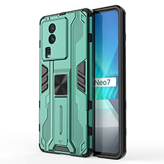 Vivo iQOO Neo7 5G用ハイブリットバンパーケース スタンド プラスチック 兼シリコーン カバー マグネット式 KC1 Vivo グリーン