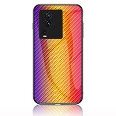 Vivo iQOO Neo7 5G用ハイブリットバンパーケース プラスチック 鏡面 虹 グラデーション 勾配色 カバー LS2 Vivo オレンジ