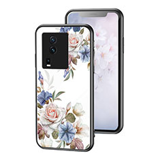 Vivo iQOO Neo7 SE用ハイブリットバンパーケース プラスチック 鏡面 花 カバー Vivo ホワイト