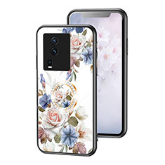 Vivo iQOO Neo7 SE用ハイブリットバンパーケース プラスチック 鏡面 花 カバー S01 Vivo ホワイト