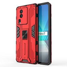 Vivo iQOO Neo7 SE用ハイブリットバンパーケース スタンド プラスチック 兼シリコーン カバー マグネット式 KC1 Vivo レッド