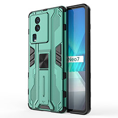 Vivo iQOO Neo7 SE用ハイブリットバンパーケース スタンド プラスチック 兼シリコーン カバー マグネット式 KC1 Vivo グリーン