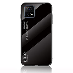 Vivo iQOO U3 5G用ハイブリットバンパーケース プラスチック 鏡面 虹 グラデーション 勾配色 カバー LS1 Vivo ブラック