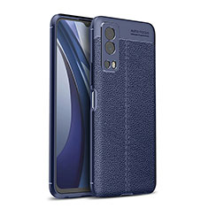 Vivo iQOO Z3 5G用シリコンケース ソフトタッチラバー レザー柄 カバー Vivo ネイビー