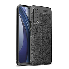 Vivo iQOO Z3 5G用シリコンケース ソフトタッチラバー レザー柄 カバー Vivo ブラック