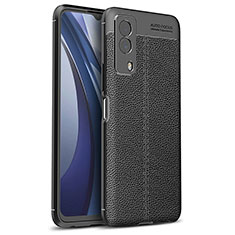 Vivo iQOO Z5x 5G用シリコンケース ソフトタッチラバー レザー柄 カバー Vivo ブラック