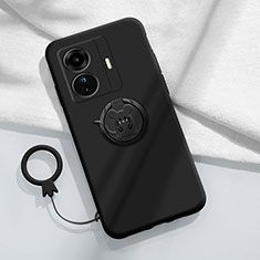 Vivo iQOO Z6 Pro 5G用極薄ソフトケース シリコンケース 耐衝撃 全面保護 アンド指輪 マグネット式 バンパー S01 Vivo ブラック