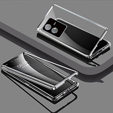 Vivo iQOO Z6x用ケース 高級感 手触り良い アルミメタル 製の金属製 360度 フルカバーバンパー 鏡面 カバー Vivo シルバー