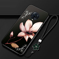 Vivo Nex 3S用シリコンケース ソフトタッチラバー 花 カバー S01 Vivo ブラウン