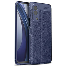 Vivo T1x 5G用シリコンケース ソフトタッチラバー レザー柄 カバー Vivo ネイビー