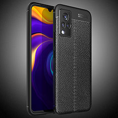 Vivo V21 5G用シリコンケース ソフトタッチラバー レザー柄 カバー WL2 Vivo ブラック