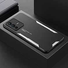 Vivo V23 5G用ケース 高級感 手触り良い アルミメタル 製の金属製 兼シリコン カバー PB1 Vivo シルバー