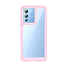 Vivo V23 5G用ハイブリットバンパーケース クリア透明 プラスチック カバー J01S Vivo ピンク