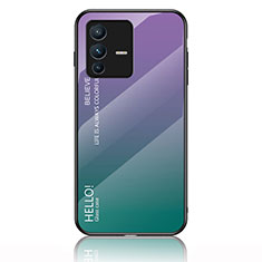 Vivo V23 Pro 5G用ハイブリットバンパーケース プラスチック 鏡面 虹 グラデーション 勾配色 カバー LS1 Vivo マルチカラー