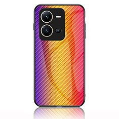 Vivo V25 5G用ハイブリットバンパーケース プラスチック 鏡面 虹 グラデーション 勾配色 カバー LS2 Vivo オレンジ