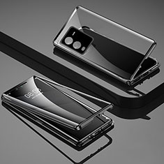Vivo V25 Pro 5G用ケース 高級感 手触り良い アルミメタル 製の金属製 360度 フルカバーバンパー 鏡面 カバー P03 Vivo ブラック