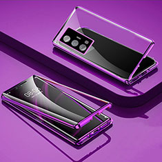 Vivo X70 Pro+ Plus 5G用ケース 高級感 手触り良い アルミメタル 製の金属製 360度 フルカバーバンパー 鏡面 カバー P01 Vivo パープル