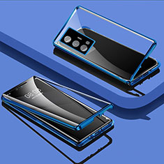 Vivo X70 Pro+ Plus 5G用ケース 高級感 手触り良い アルミメタル 製の金属製 360度 フルカバーバンパー 鏡面 カバー P01 Vivo ネイビー
