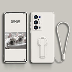 Vivo X70 Pro+ Plus 5G用極薄ソフトケース シリコンケース 耐衝撃 全面保護 スタンド バンパー S01 Vivo ホワイト