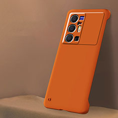Vivo X70 Pro+ Plus 5G用ハードケース プラスチック 質感もマット フレームレス カバー Vivo オレンジ
