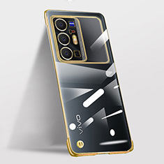 Vivo X70 Pro+ Plus 5G用ハードカバー クリスタル クリア透明 フレームレス Vivo ゴールド