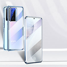 Vivo X70t用ケース 高級感 手触り良い アルミメタル 製の金属製 360度 フルカバーバンパー 鏡面 カバー P03 Vivo ネイビー