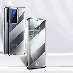 Vivo X70t用ケース 高級感 手触り良い アルミメタル 製の金属製 360度 フルカバーバンパー 鏡面 カバー P03 Vivo ブラック