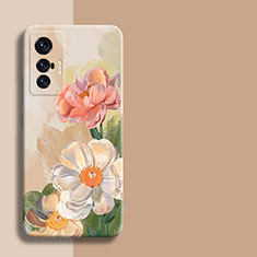 Vivo X70t用シリコンケース ソフトタッチラバー 花 カバー Vivo カラフル