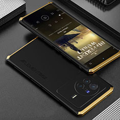 Vivo X80 5G用360度 フルカバー ケース 高級感 手触り良い アルミメタル 製の金属製 Vivo ゴールド・ブラック