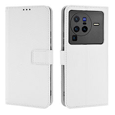 Vivo X80 Pro 5G用手帳型 レザーケース スタンド カバー BY1 Vivo ホワイト