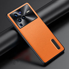 Vivo X80 Pro 5G用ケース 高級感 手触り良いレザー柄 JB3 Vivo オレンジ
