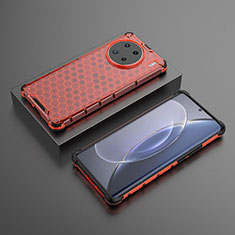 Vivo X90 Pro 5G用360度 フルカバー ハイブリットバンパーケース クリア透明 プラスチック カバー AM2 Vivo レッド