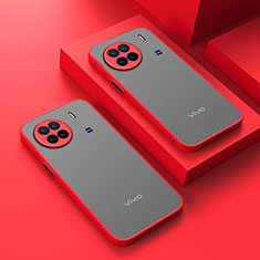 Vivo X90 Pro 5G用ハイブリットバンパーケース クリア透明 プラスチック カバー Vivo レッド