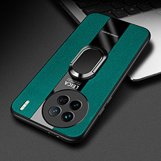 Vivo X90 Pro 5G用シリコンケース ソフトタッチラバー レザー柄 アンド指輪 マグネット式 PB2 Vivo グリーン