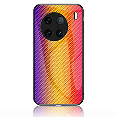 Vivo X90 Pro+ Plus 5G用ハイブリットバンパーケース プラスチック 鏡面 虹 グラデーション 勾配色 カバー LS2 Vivo オレンジ