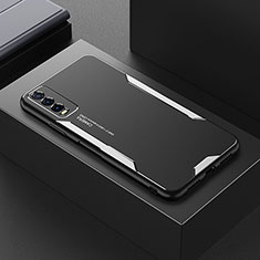 Vivo Y12A用ケース 高級感 手触り良い アルミメタル 製の金属製 兼シリコン カバー Vivo シルバー