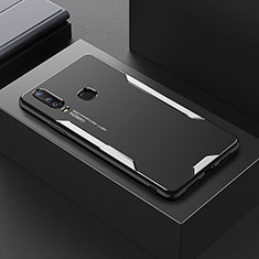 Vivo Y15用ケース 高級感 手触り良い アルミメタル 製の金属製 兼シリコン カバー PB1 Vivo シルバー