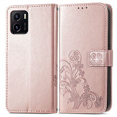 Vivo Y15A用手帳型 レザーケース スタンド 花 カバー Vivo ピンク