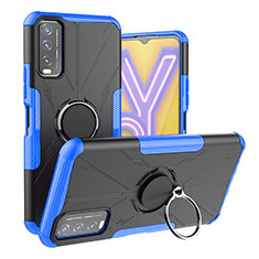 Vivo Y20用ハイブリットバンパーケース プラスチック アンド指輪 マグネット式 JX1 Vivo ネイビー