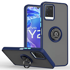 Vivo Y21用ハイブリットバンパーケース プラスチック アンド指輪 マグネット式 QW2 Vivo ネイビー