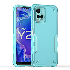 Vivo Y21s用ハイブリットバンパーケース プラスチック 兼シリコーン カバー QW1 Vivo ライトブルー