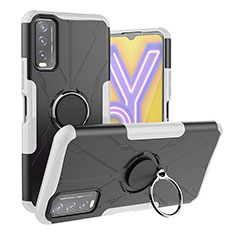 Vivo Y30g用ハイブリットバンパーケース プラスチック アンド指輪 マグネット式 JX1 Vivo シルバー