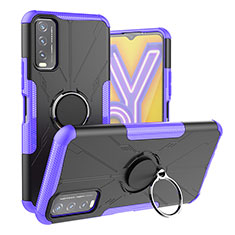 Vivo Y30g用ハイブリットバンパーケース プラスチック アンド指輪 マグネット式 JX1 Vivo パープル