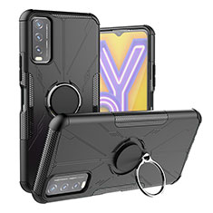 Vivo Y30g用ハイブリットバンパーケース プラスチック アンド指輪 マグネット式 JX1 Vivo ブラック