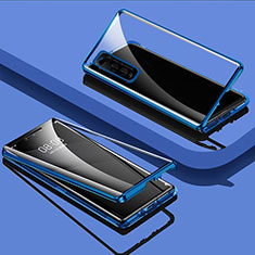 Vivo Y50t用ケース 高級感 手触り良い アルミメタル 製の金属製 360度 フルカバーバンパー 鏡面 カバー Vivo ネイビー