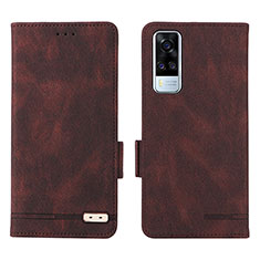 Vivo Y53s NFC用手帳型 レザーケース スタンド カバー L07Z Vivo ブラウン