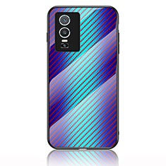 Vivo Y76s 5G用ハイブリットバンパーケース プラスチック 鏡面 虹 グラデーション 勾配色 カバー LS2 Vivo ネイビー