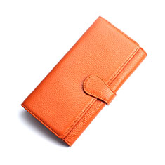 Huawei Enjoy 9s用ハンドバッグ ポーチ 財布型ケース レザー ユニバーサル K02 オレンジ